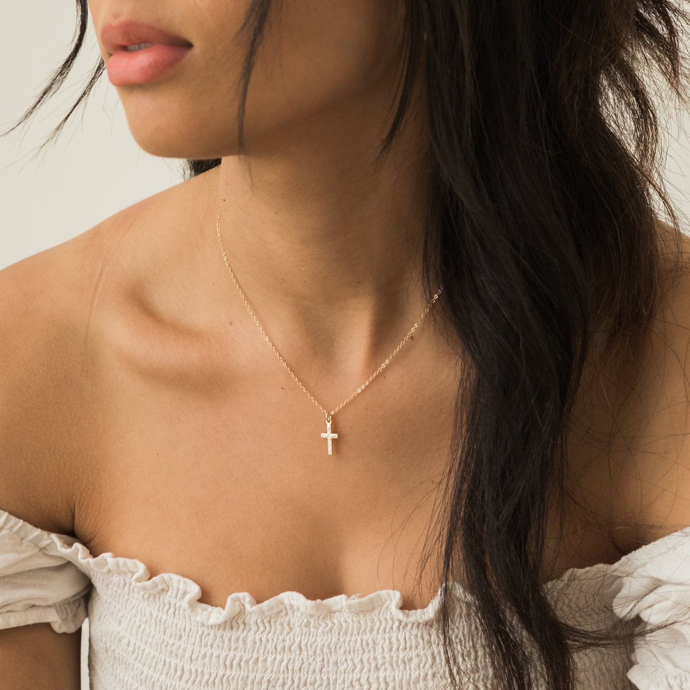 Dainty Cross Necklace, Small Tiny Cross with Clear CZ Gemstone Jewelry –  Choice By Choi