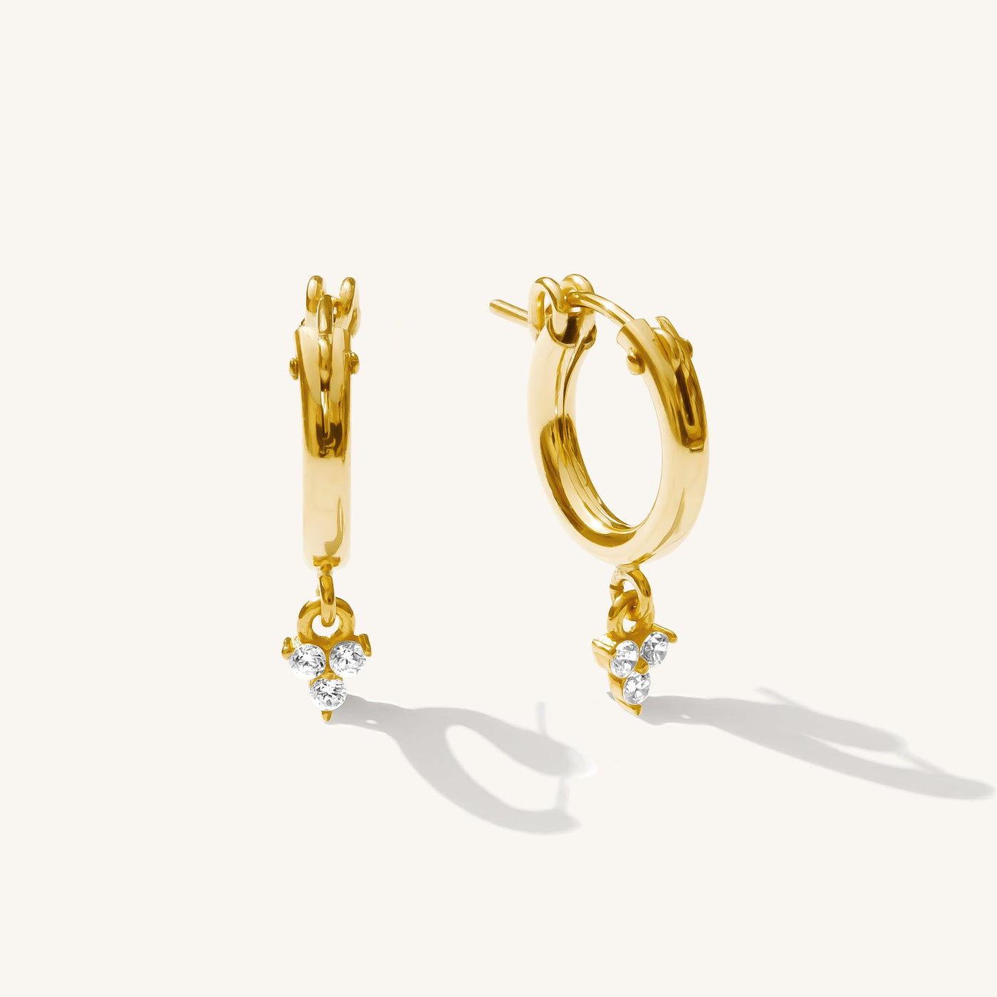 Triple CZ Hoop Earrings | Simple & Dainty Jewelry