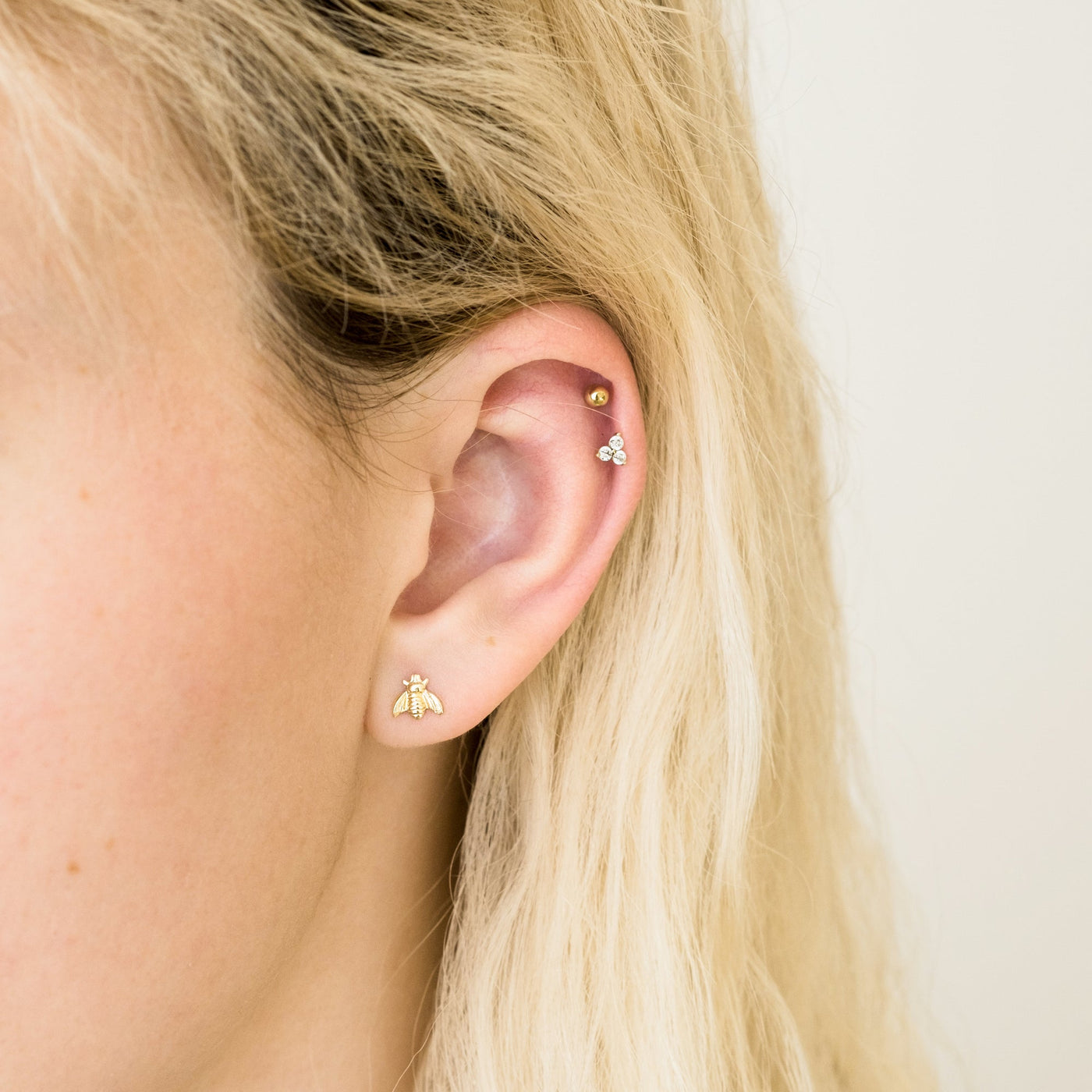 Triple Diamond Stud Earrings | Simple & Dainty Jewelry