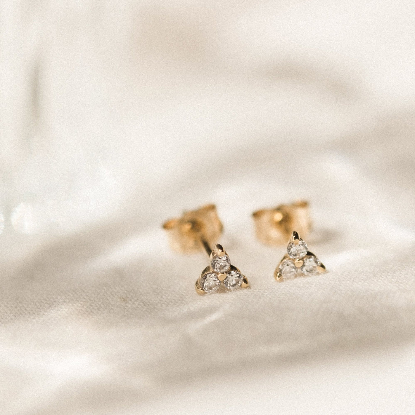 Triple Diamond Stud Earrings by Simple & Dainty Jewelry