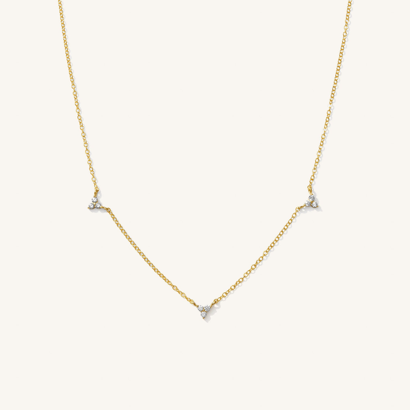 Triple CZ Station Necklace | Simple & Dainty Jewelry
