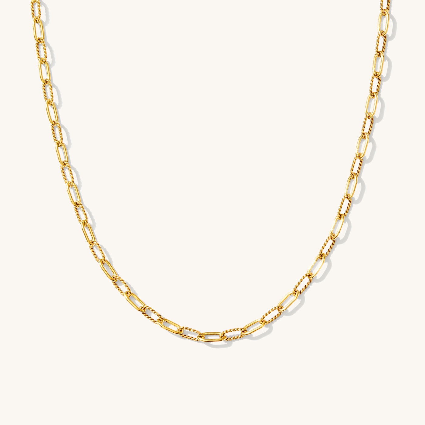 Twisted Paperclip Chain Necklace on white background