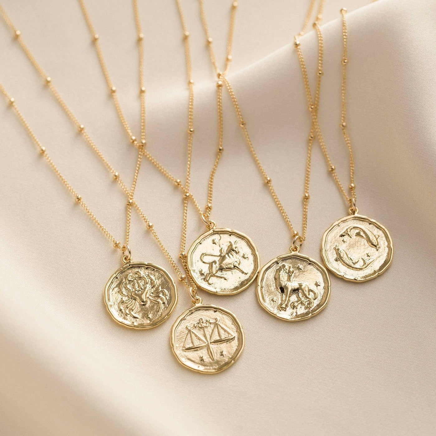 Gold Coin Zodiac Sign Necklace