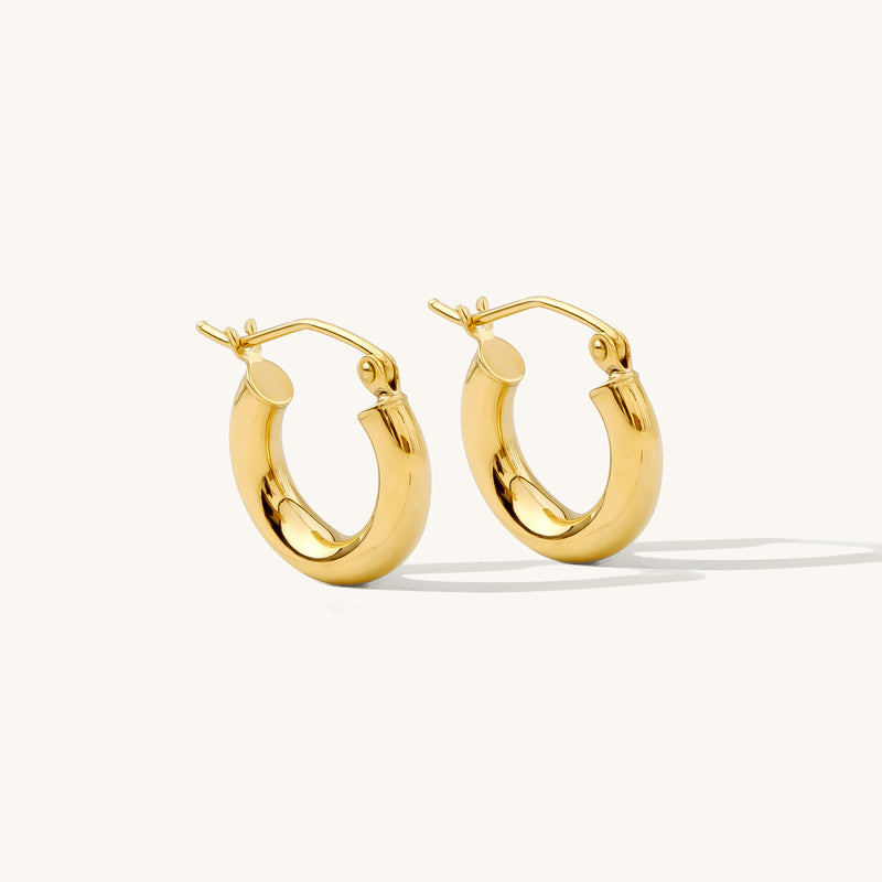 Chunky Everyday Hoop Earrings - 14k Solid Gold