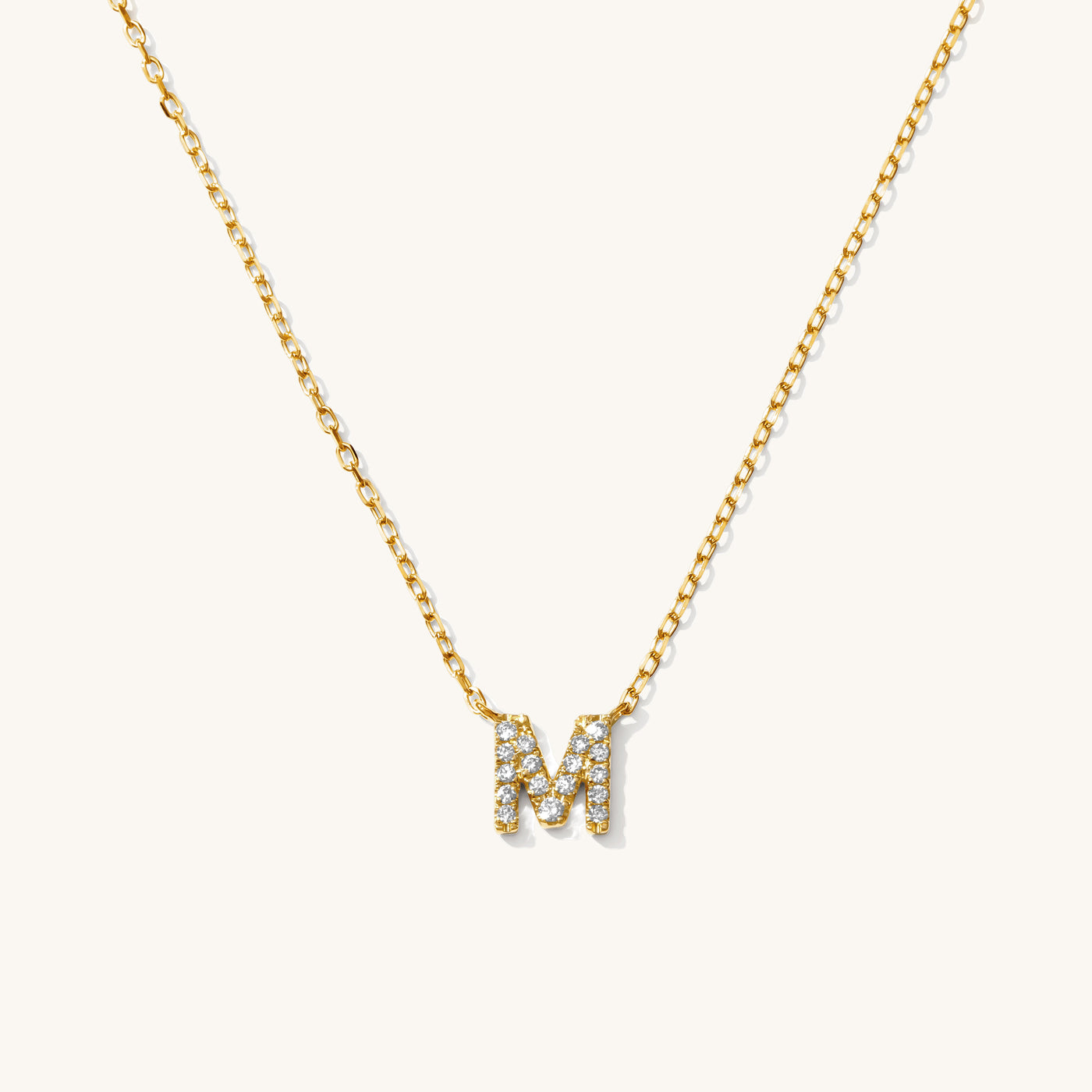 M Pavé Diamond Initial Necklace
