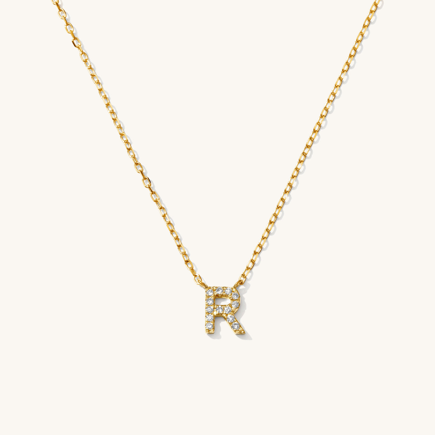 R Pavé Diamond Initial Necklace