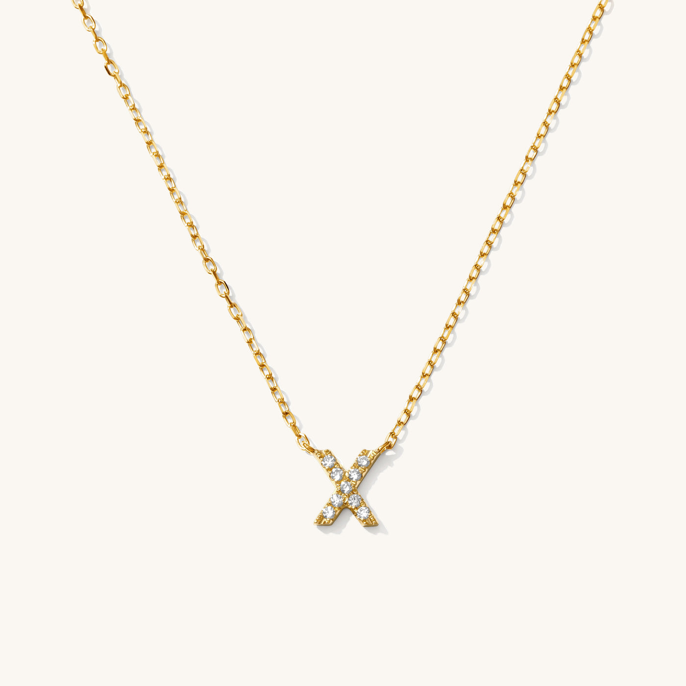 X Pavé Diamond Initial Necklace
