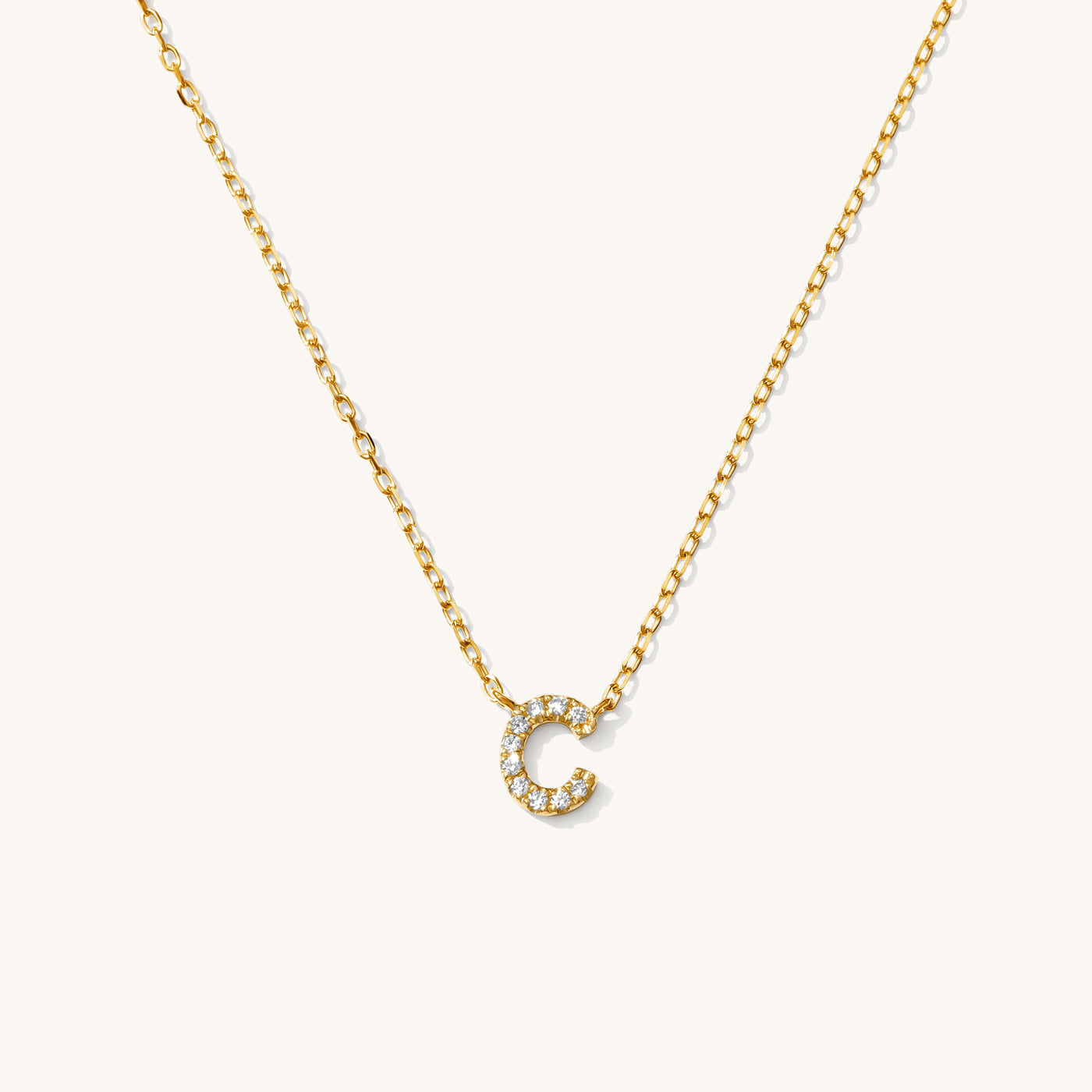 C Pavé Diamond Initial Necklace