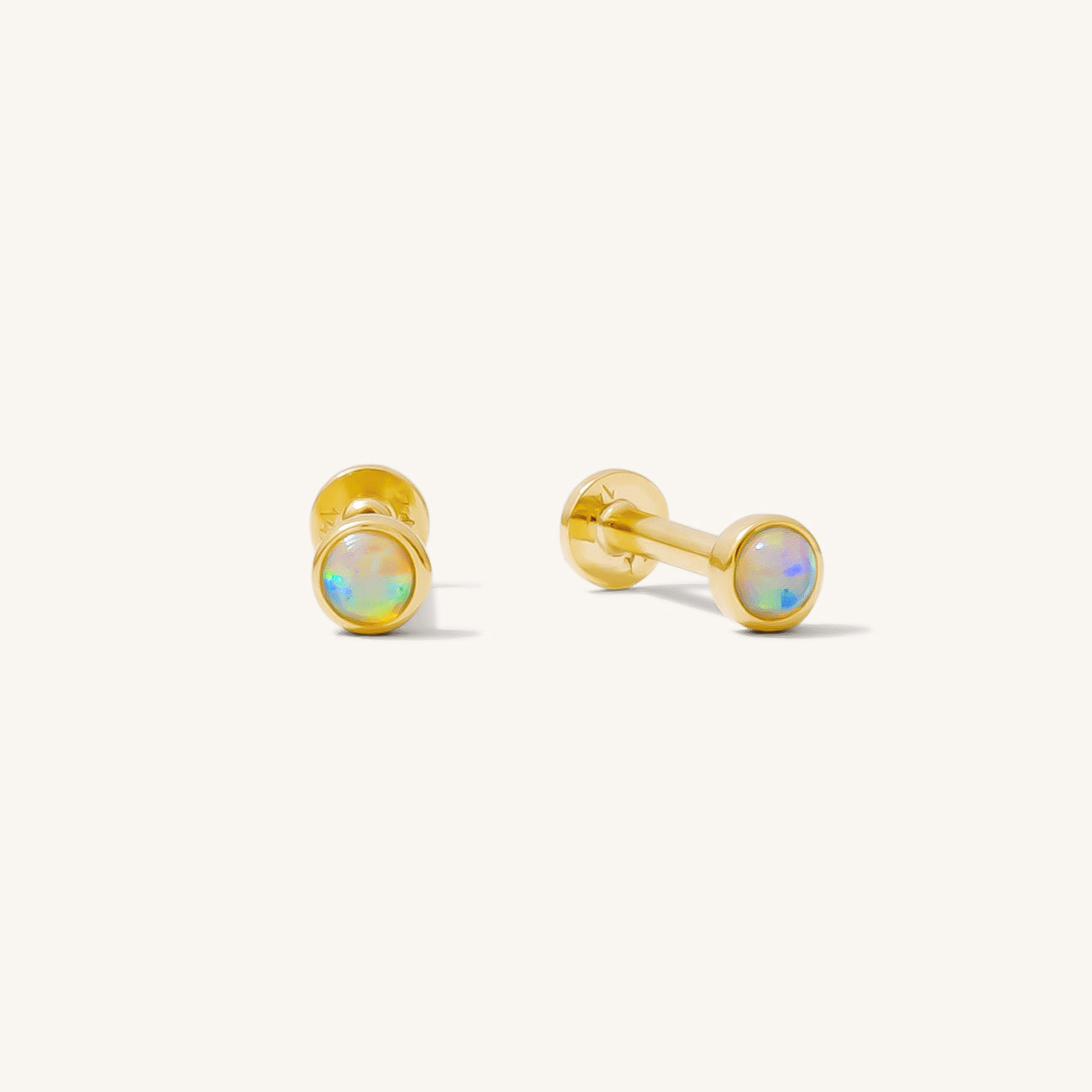 Dainty Opal Flat Back Earring | Pair