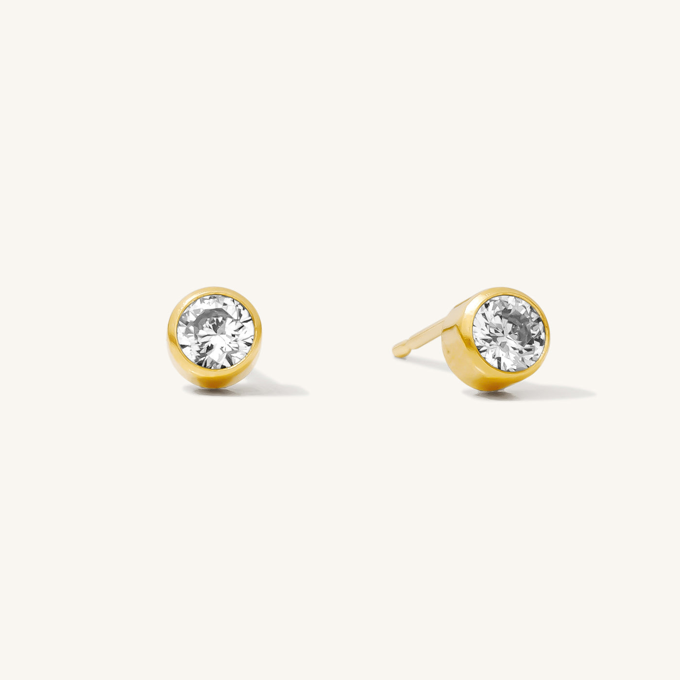 Dainty CZ Bezel Stud Earrings | Simple & Dainty Jewelry | 4mm