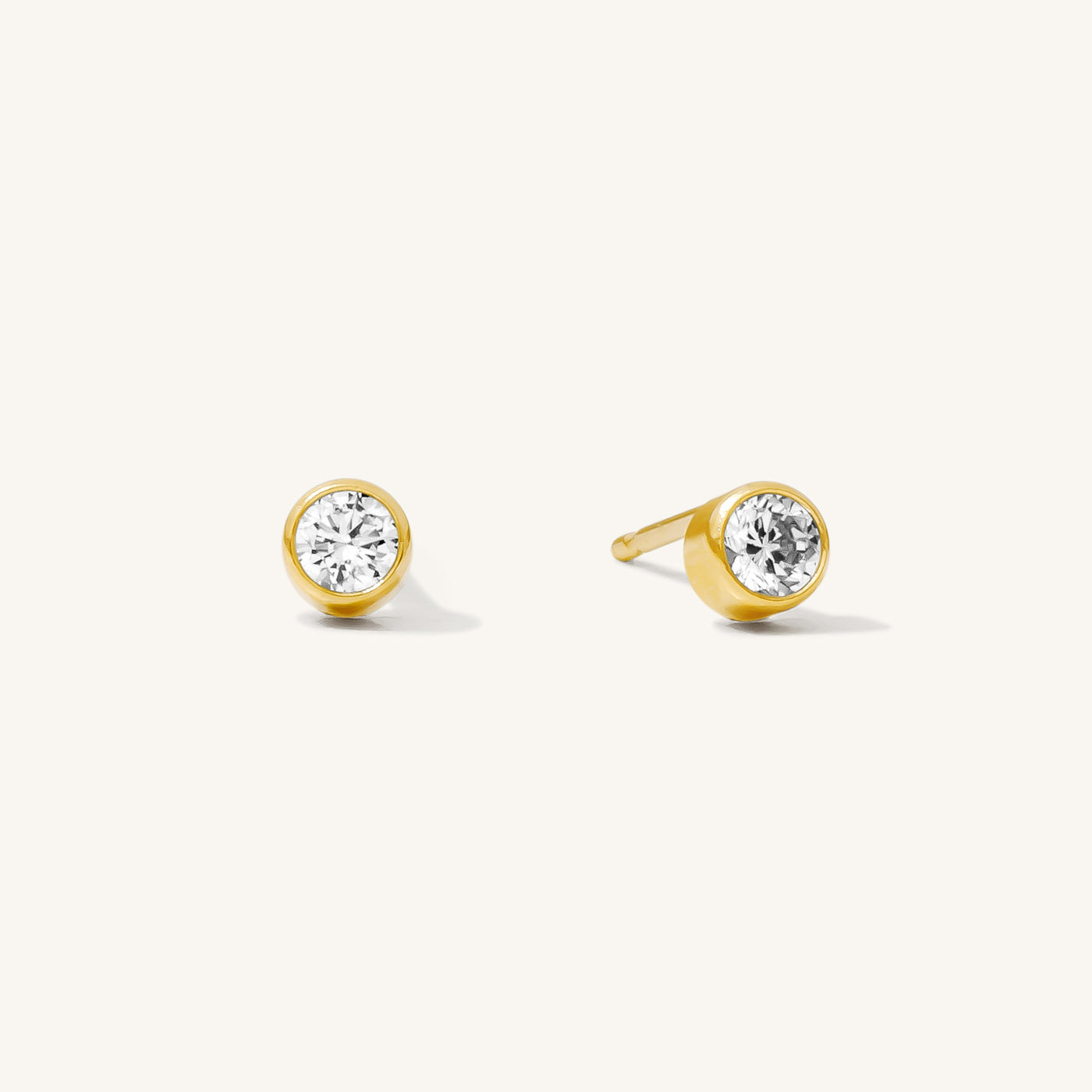 Dainty CZ Bezel Stud Earrings | Simple & Dainty Jewelry | 3mm