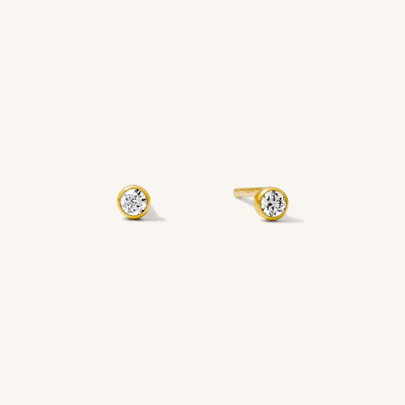 Dainty CZ Bezel Stud Earrings