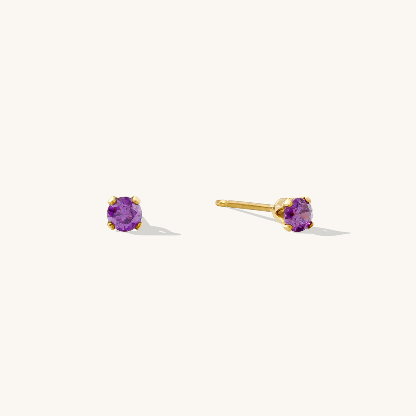 February Birthstone Stud Earrings (Amethyst) | Simple & Dainty Jewelry