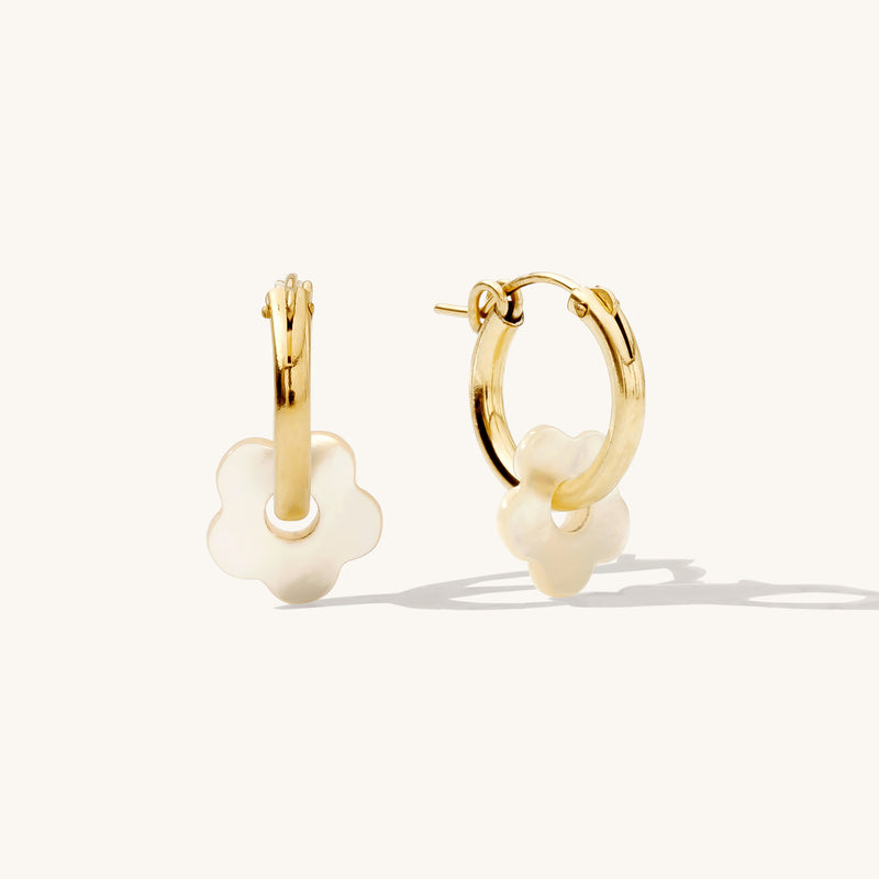 Flower Pearl Hoop Earrings