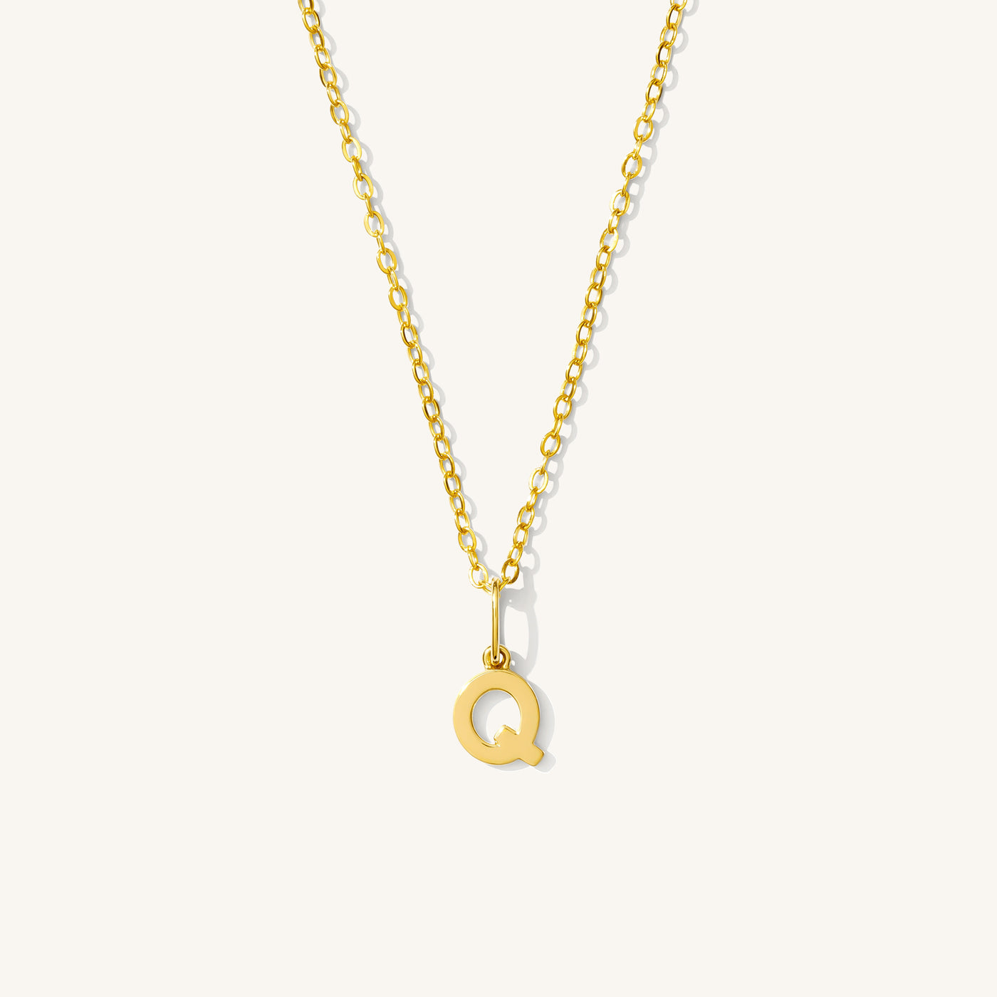 Q Tiny Hanging Initial Necklace