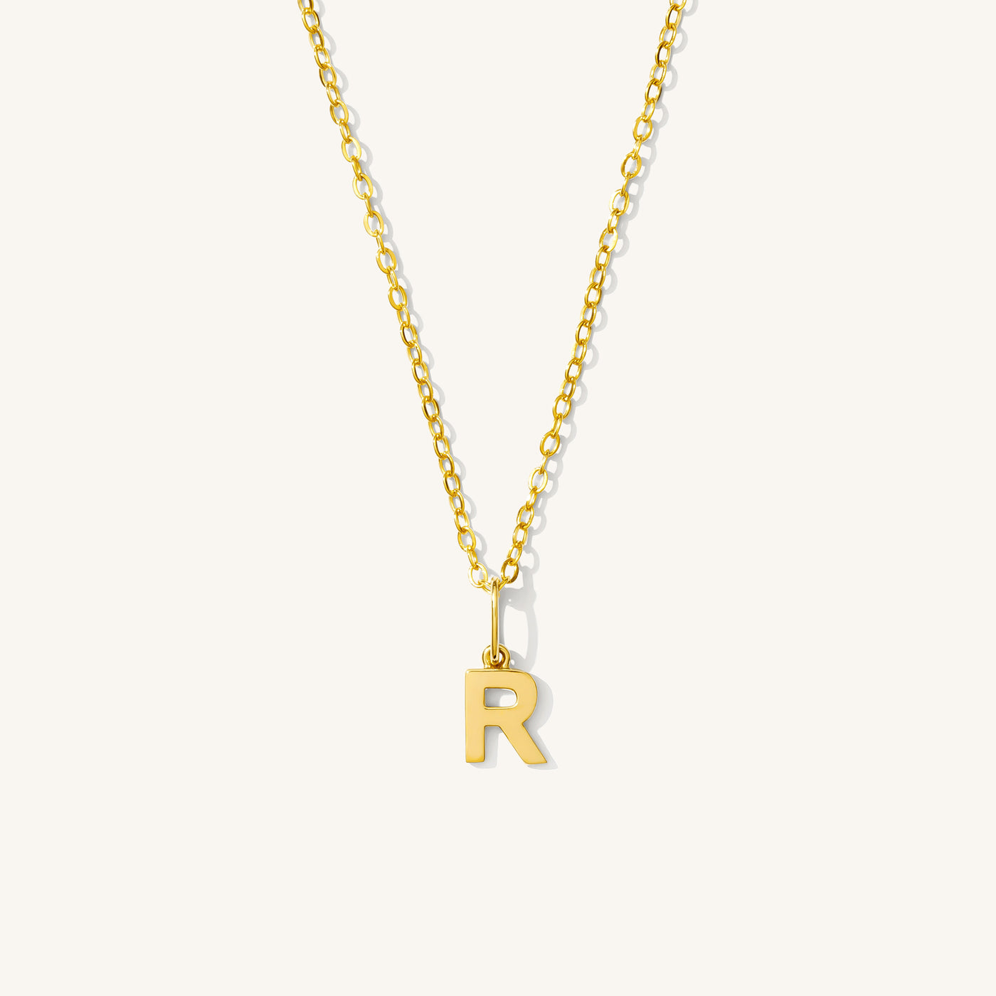 R Tiny Hanging Initial Necklace