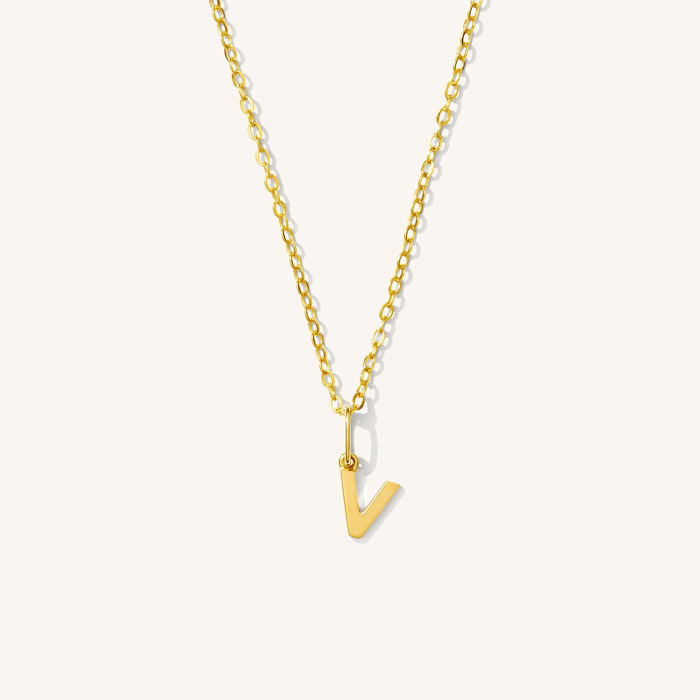 V Tiny Hanging Initial Necklace