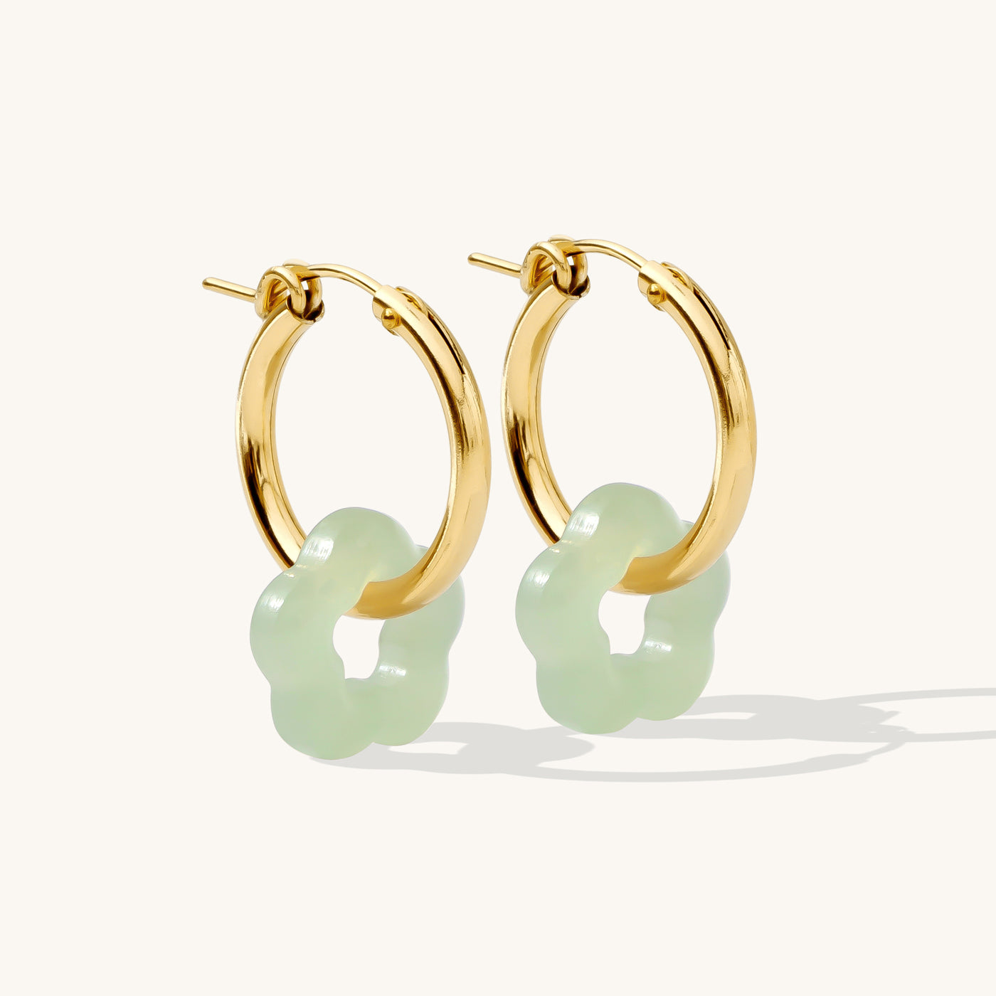 Jade Flower Hoop Earrings | Simple & Dainty Jewelry
