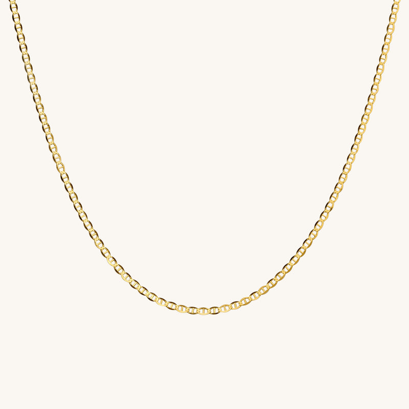 Dainty Mariner Chain Necklace - 14k Solid Gold