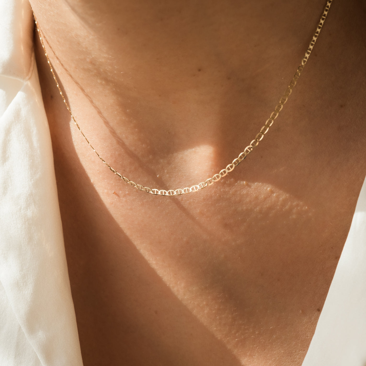 Dainty Mariner Chain Necklace - 14k Solid Gold | Simple & Dainty Jewelry
