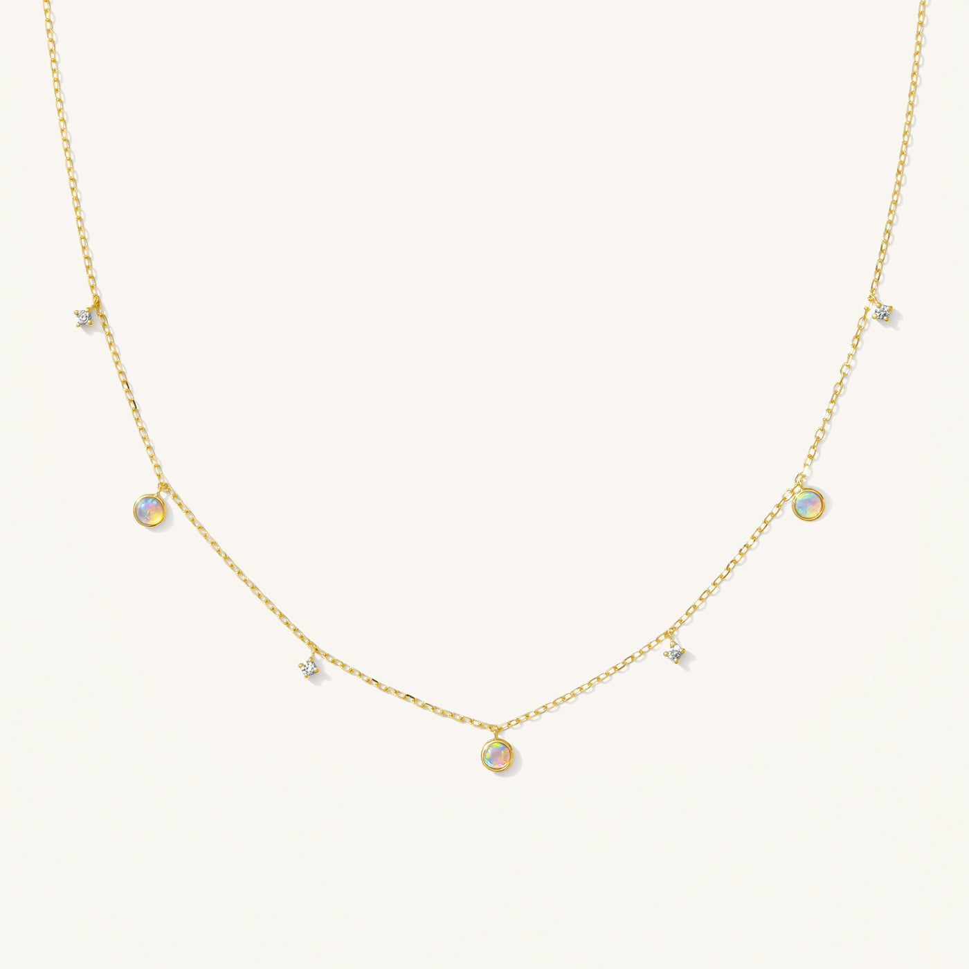 Opal + Diamond Station Necklace - Reversible