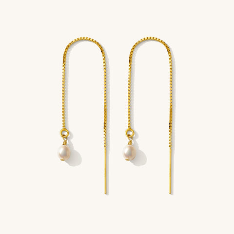 Pearl Drop Threader Earrings | Simple & Dainty