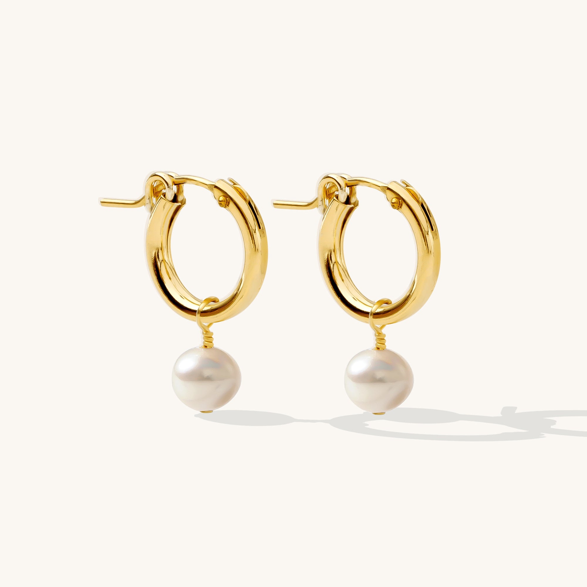 Pearl Hoop Earrings - Gold Filled