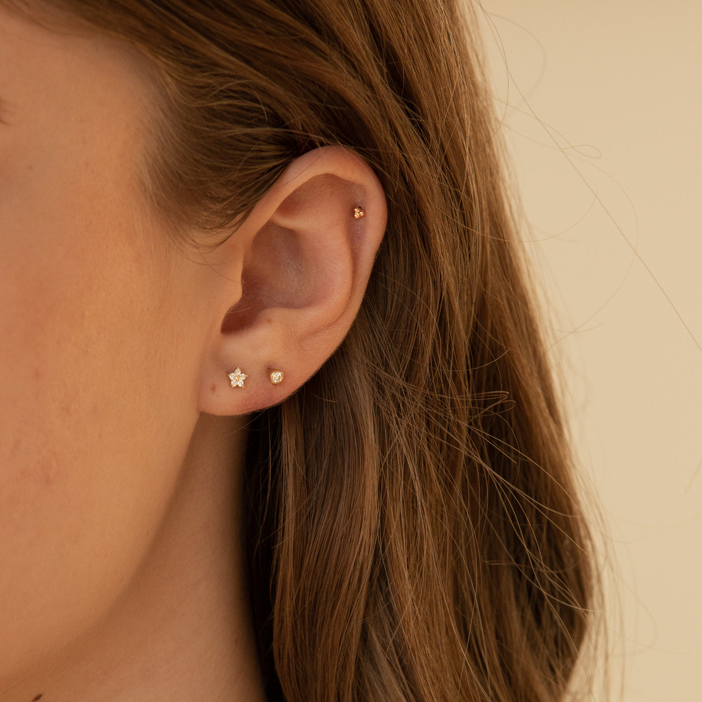 Single Pair Diamond Bezel Flat Back Earring