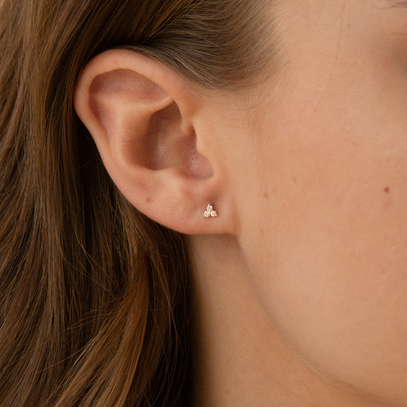 Single Pair Triple Diamond Flat Back Earring