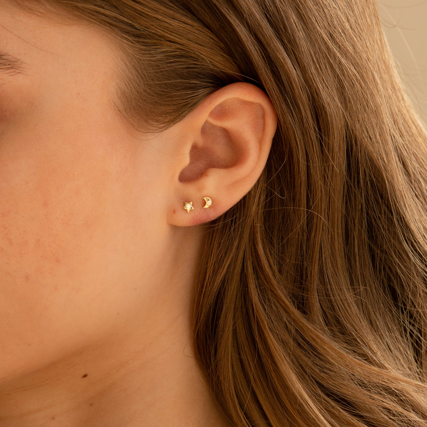 Moon & Star Screwback Stud Earrings | Simple & Dainty Jewelry