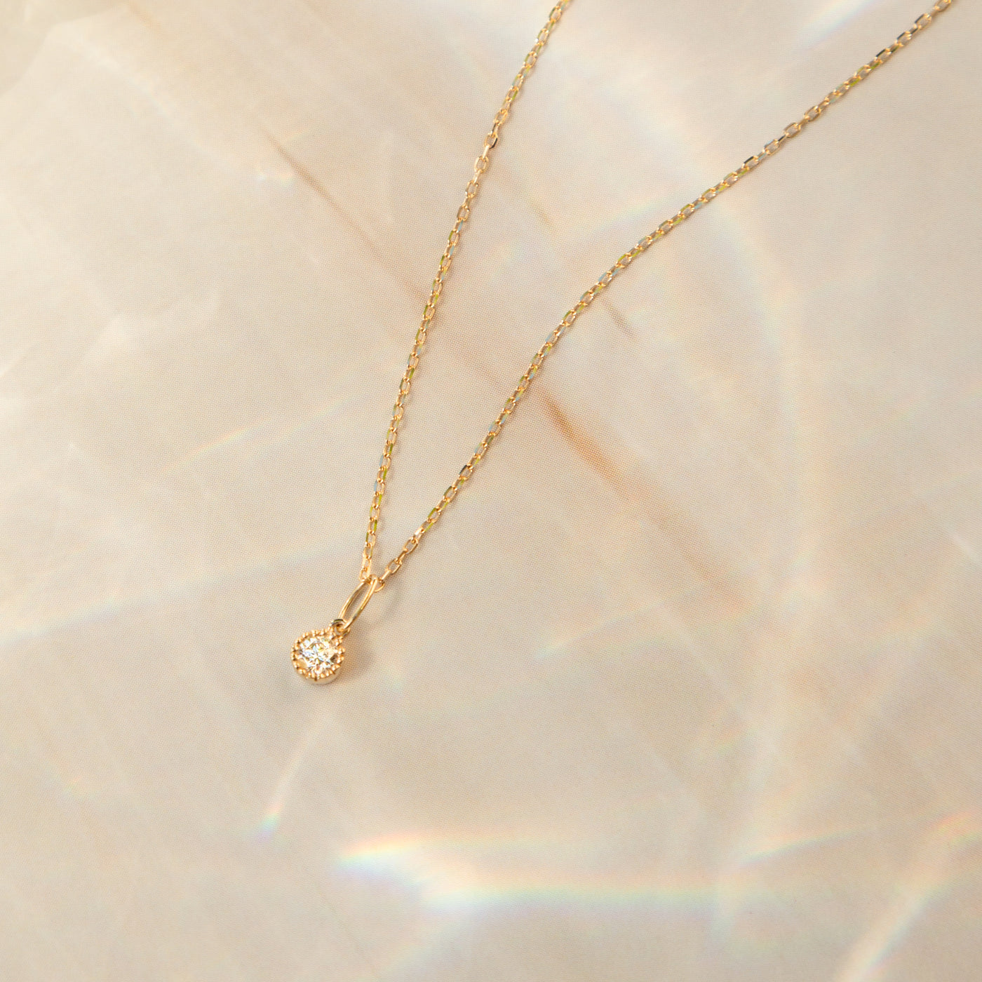 Diamond Bead Bezel Necklace | Simple & Dainty Jewelry