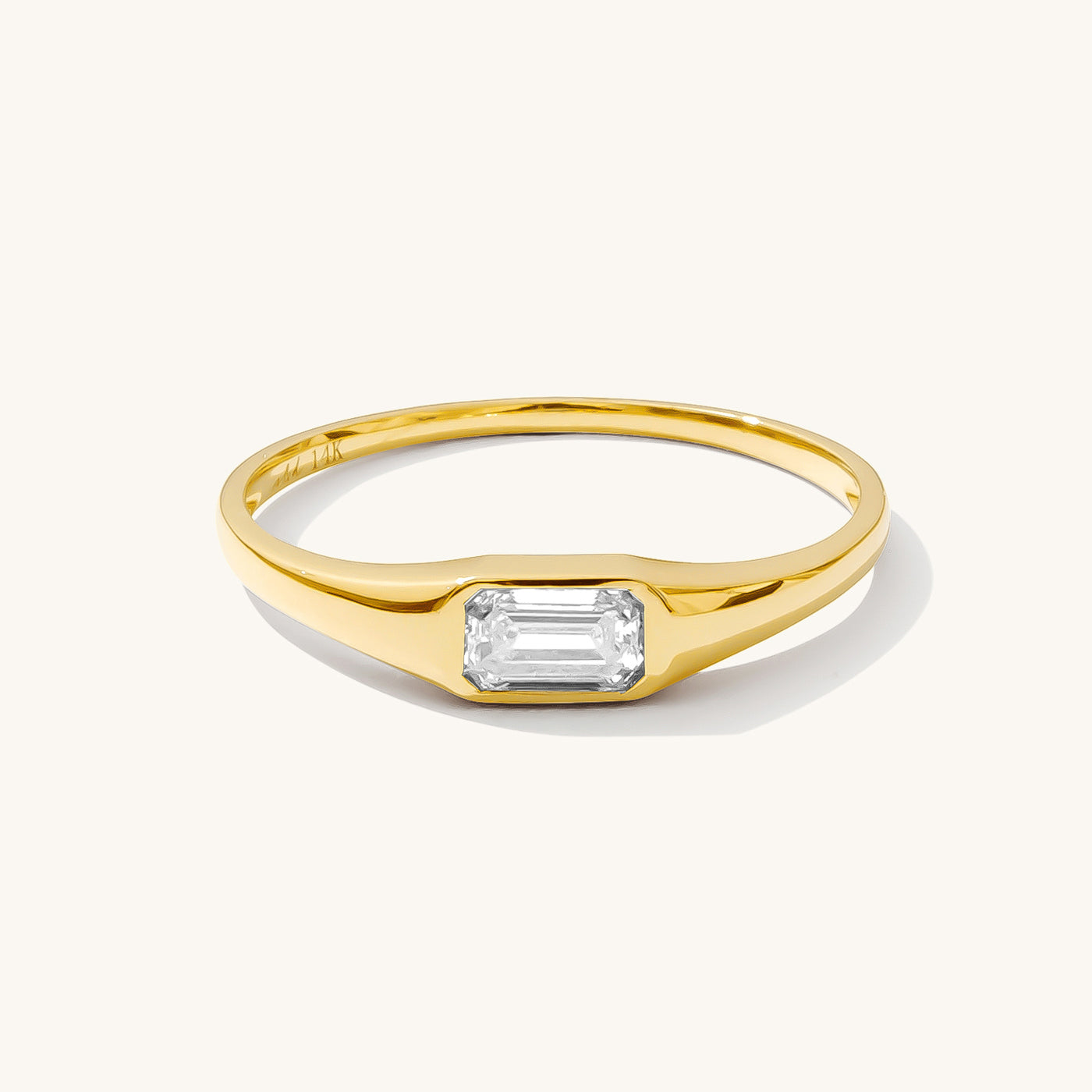 White Sapphire Signet Ring | Simple & Dainty Jewelry