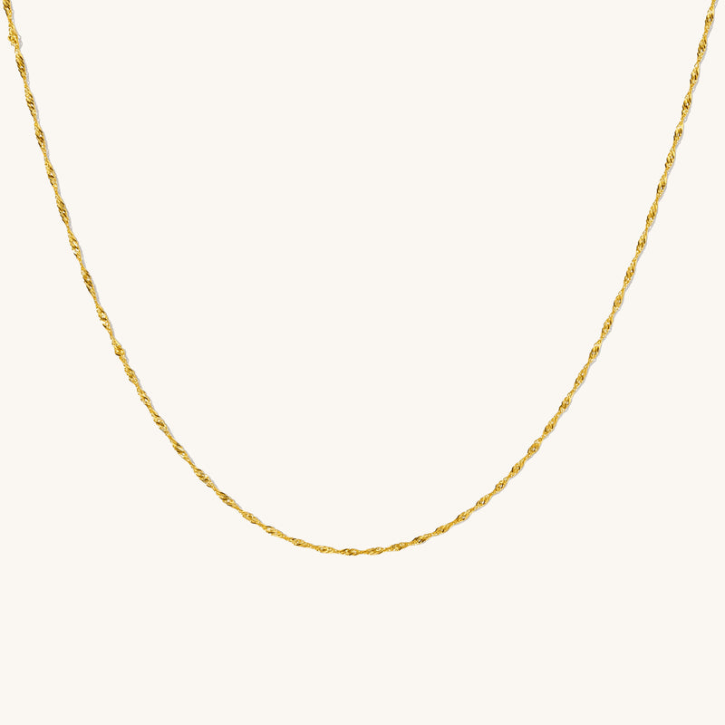 Singapore Chain Necklace - 14k Solid Gold