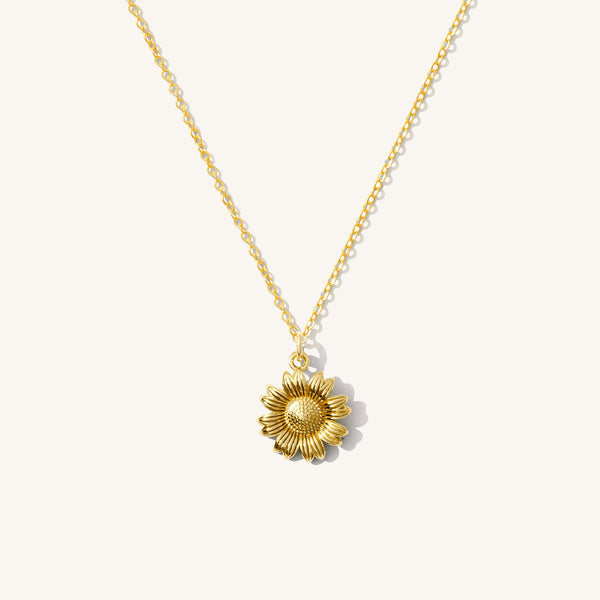 SPECIAL] LITZ 999 (24K) Gold Sunflower Pendant With 9K Yellow Gold Chain /14K  Gold Plated 925 Silver Chain EP0282A-N | LITZ