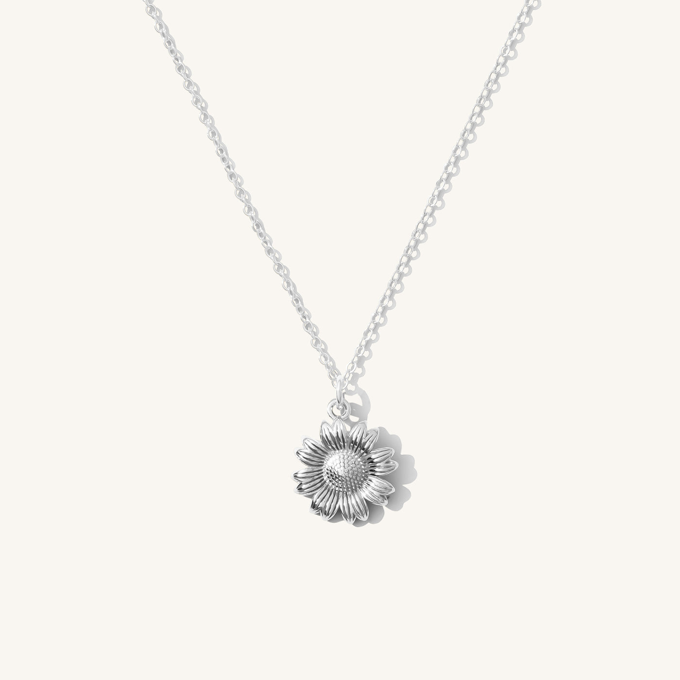 Mother's day jewelry Simulated Diamond Sunflower Design Spinner Pendant  Necklace (20 Inches) in Rhodium Over Sterling Silver and Stainless Steel  0.65 ctw at ShopLC