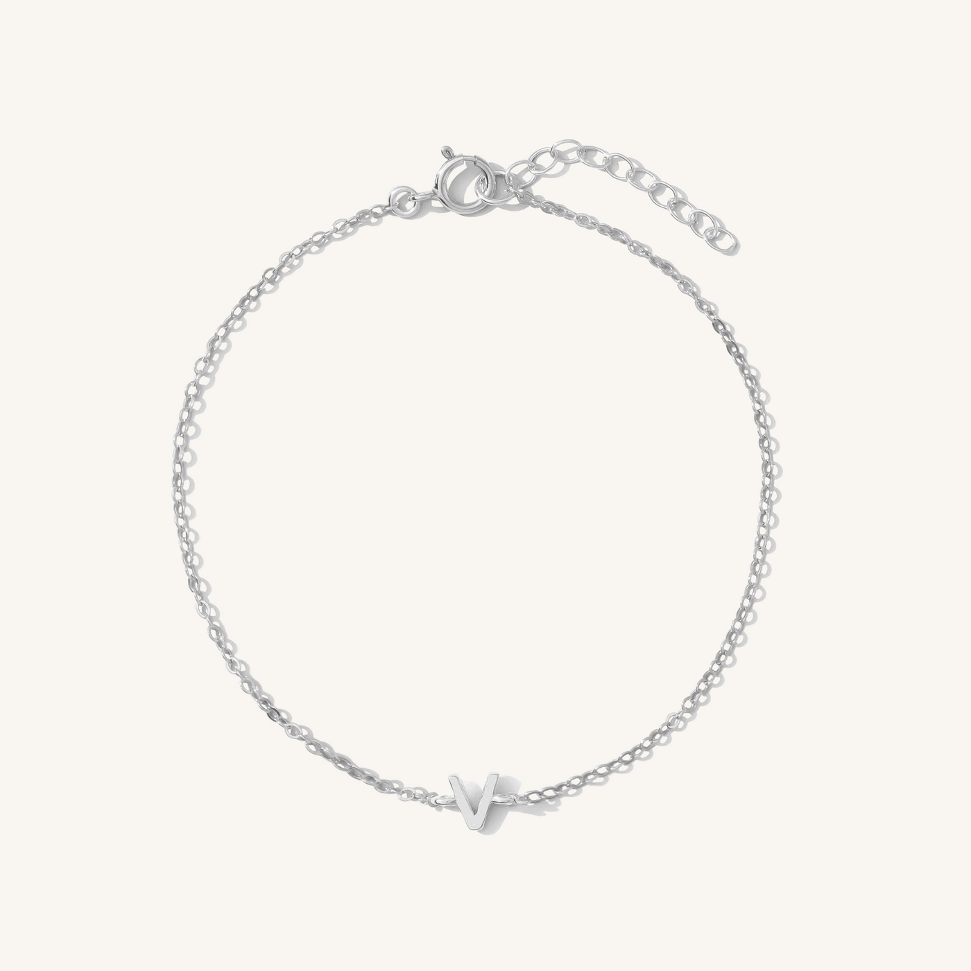 V Tiny Initial Bracelet