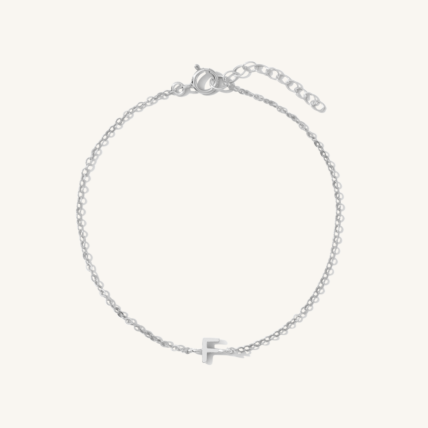 F Tiny Initial Bracelet