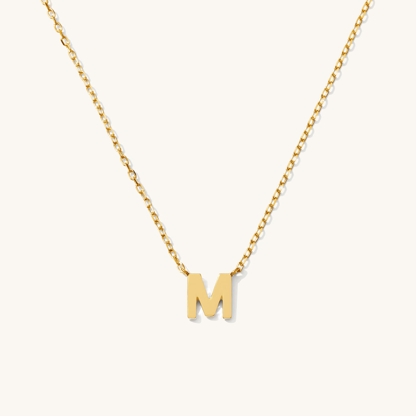M Tiny Initial Necklace - 14k Solid Gold