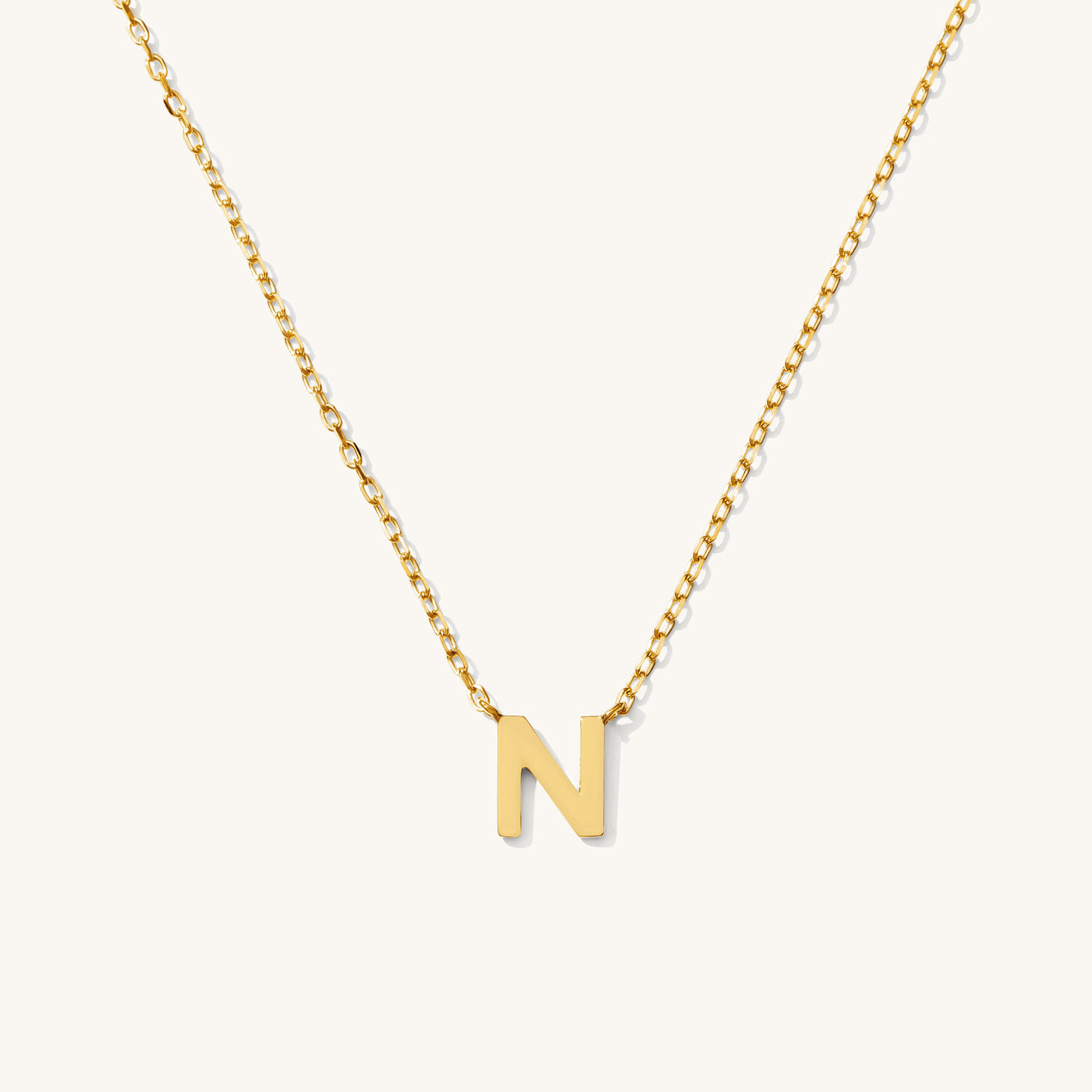 N Tiny Initial Necklace - 14k Solid Gold