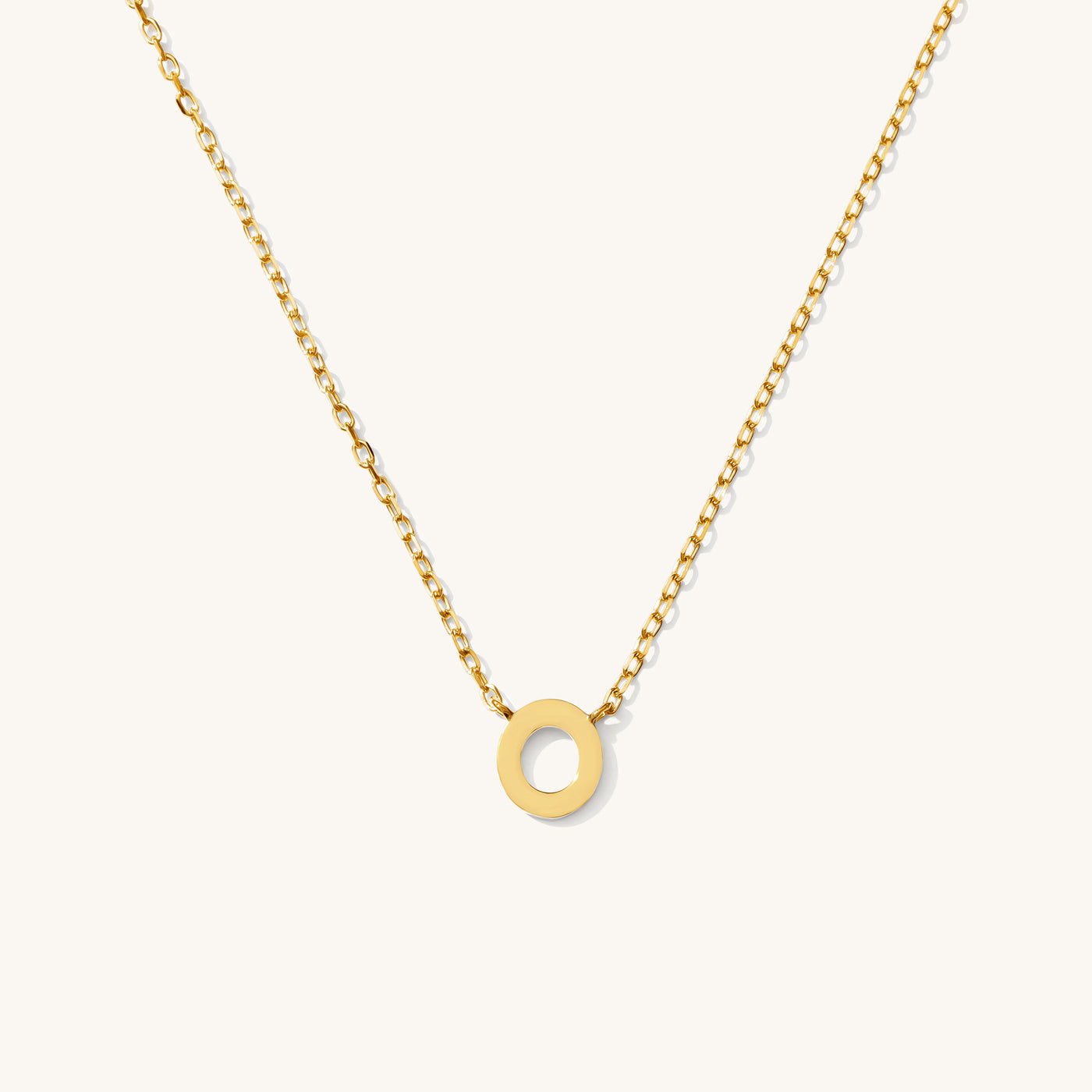 O Tiny Initial Necklace - 14k Solid Gold