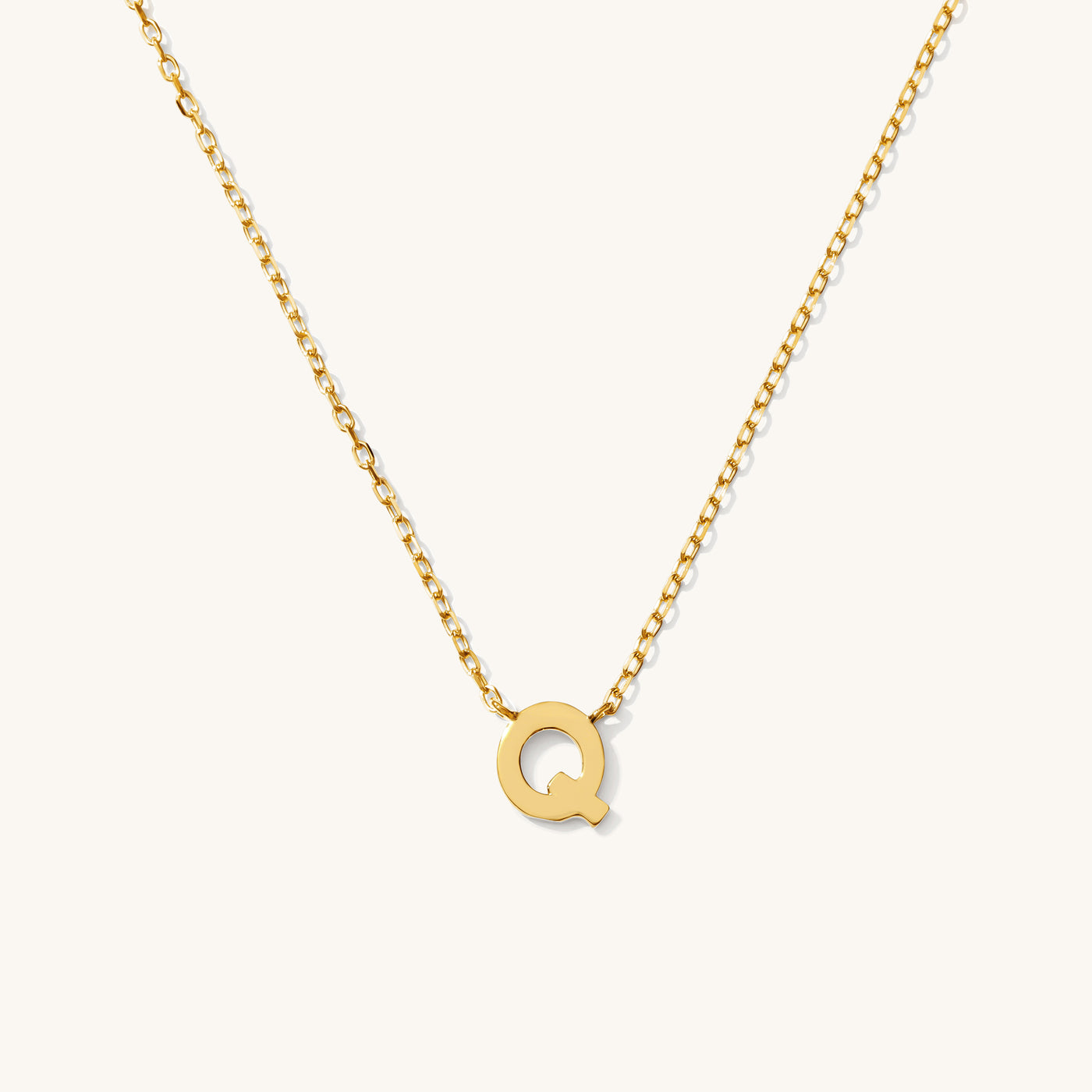 Q Tiny Initial Necklace - 14k Solid Gold