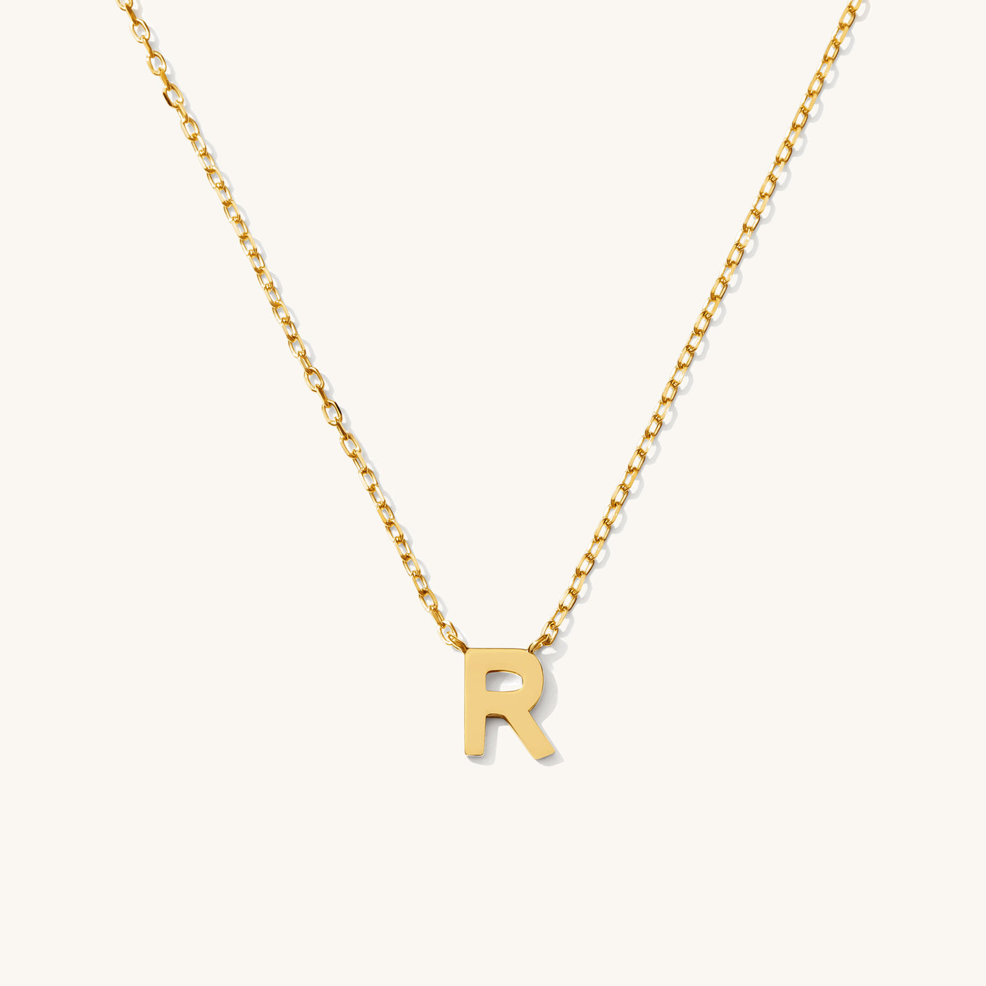 R Tiny Initial Necklace - 14k Solid Gold