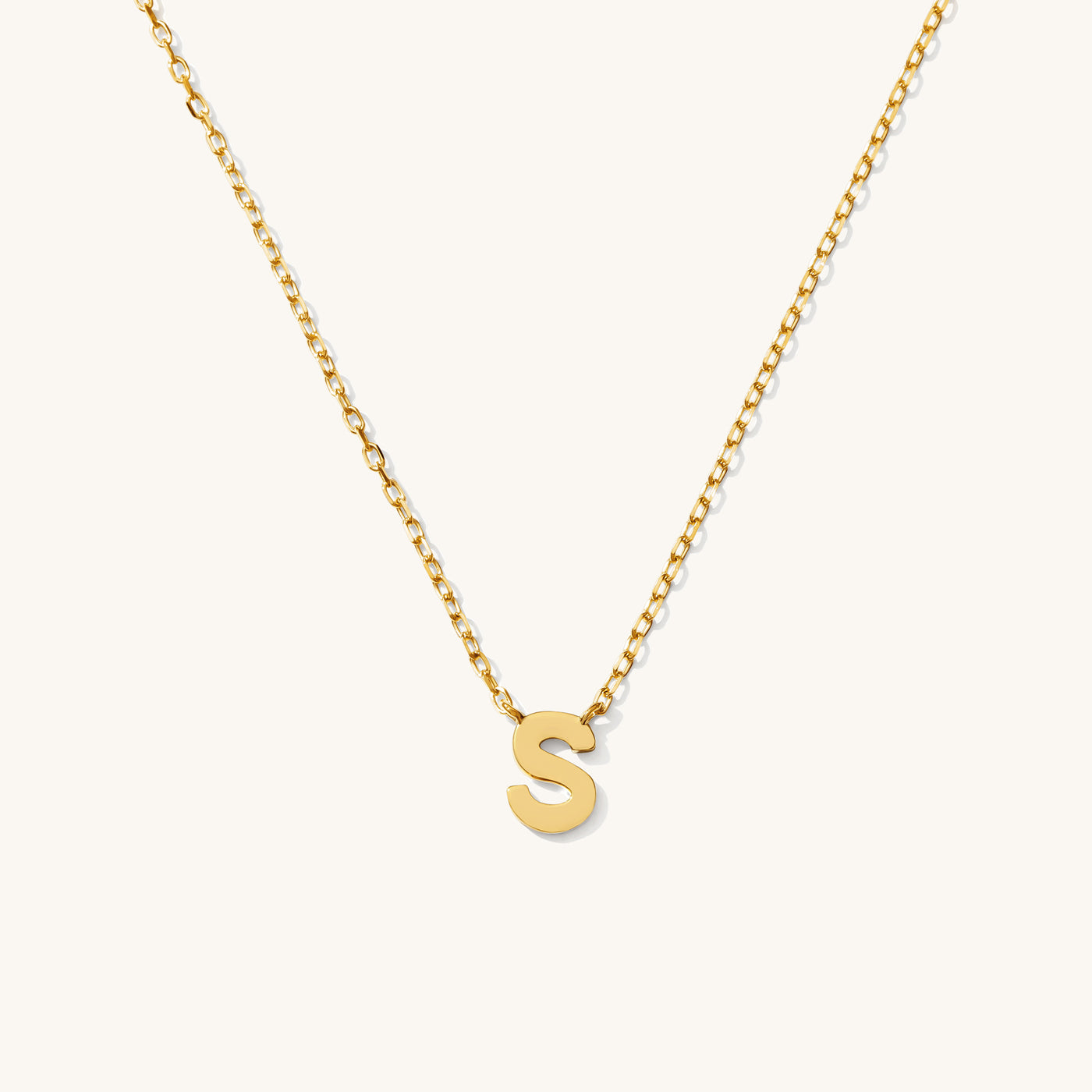 S Tiny Initial Necklace - 14k Solid Gold
