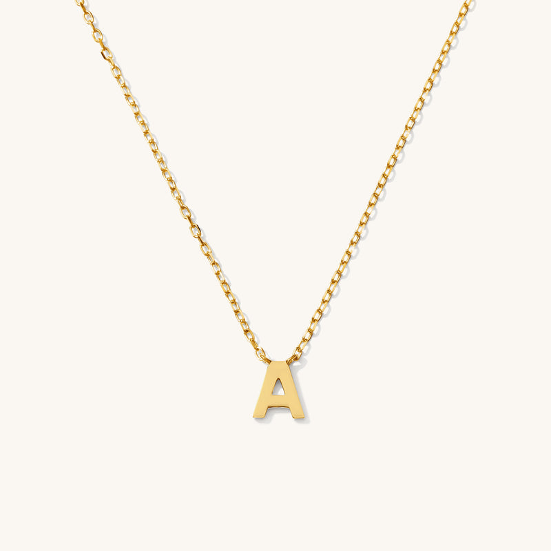 Tiny Initial Necklace - 14k Solid Gold
