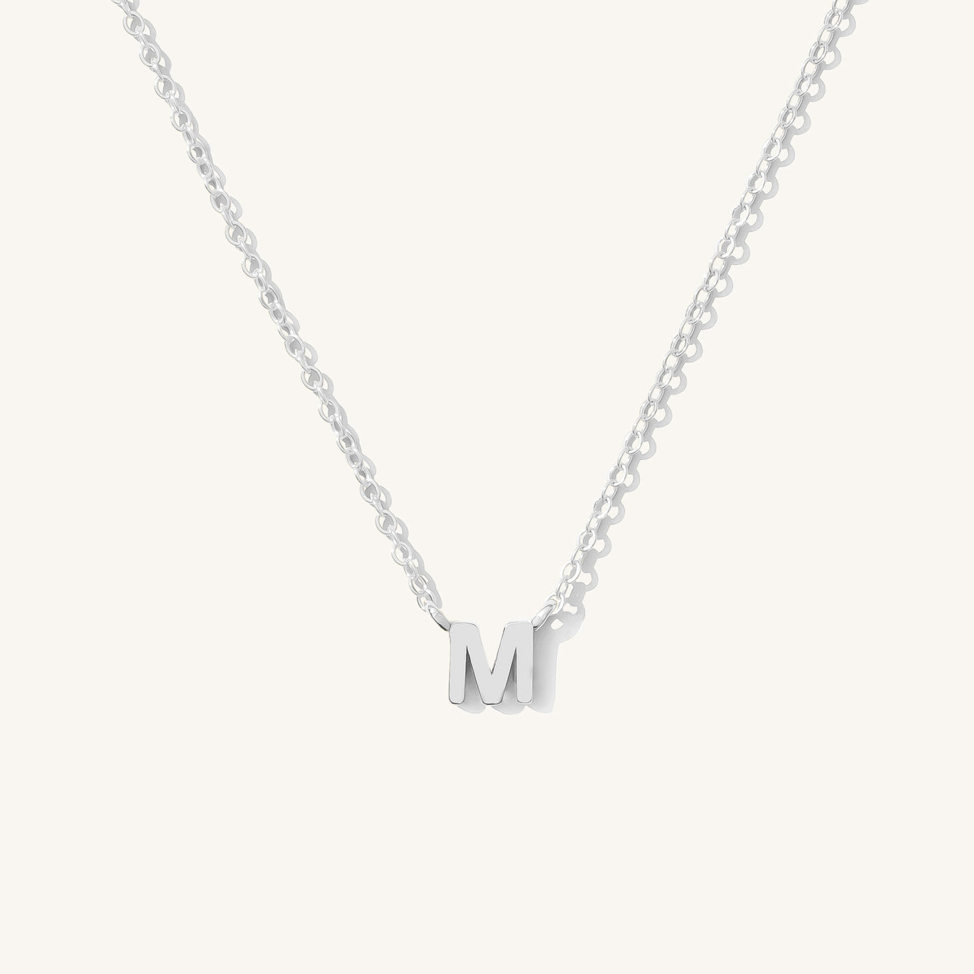 M Tiny Initial Necklace