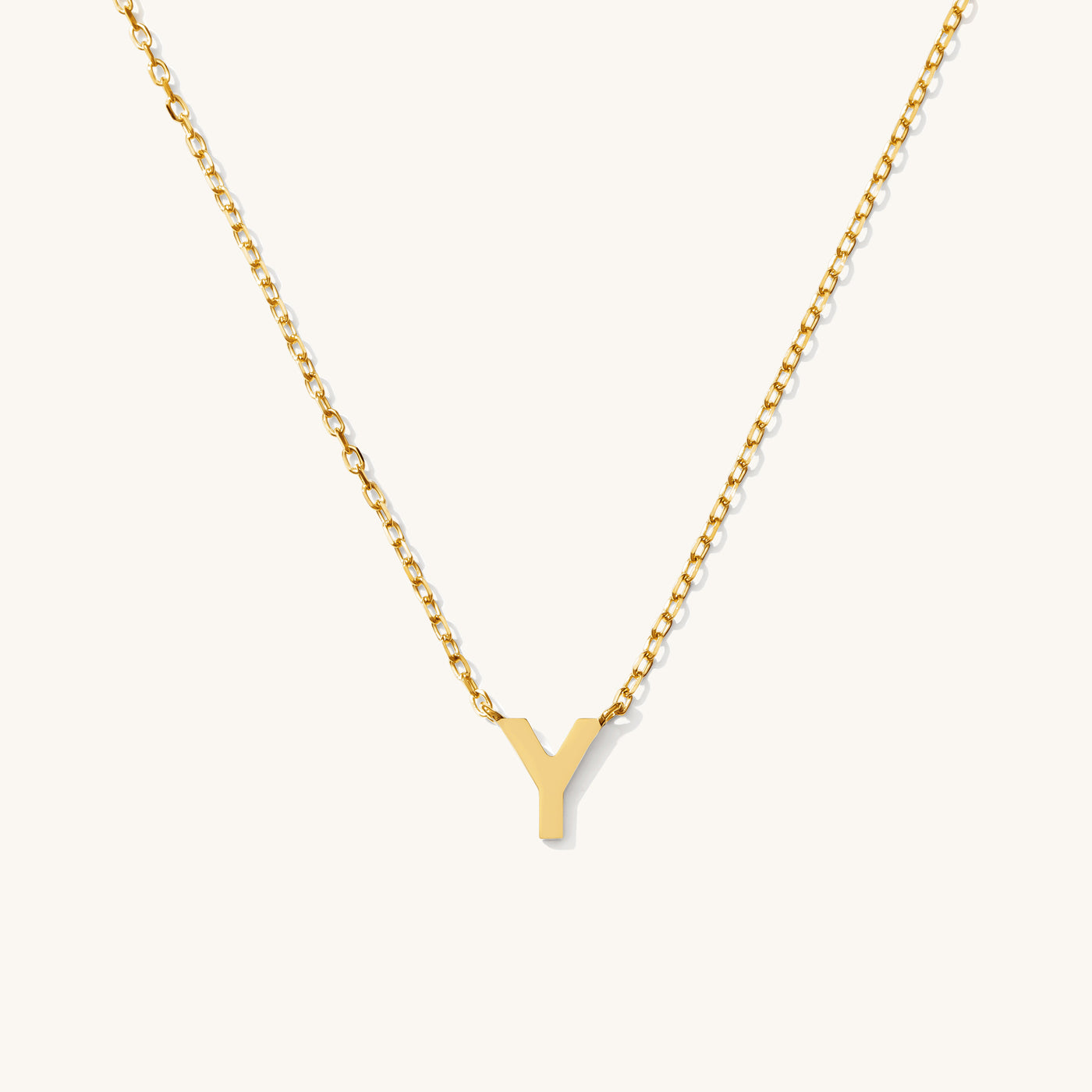 Y Tiny Initial Necklace - 14k Solid Gold