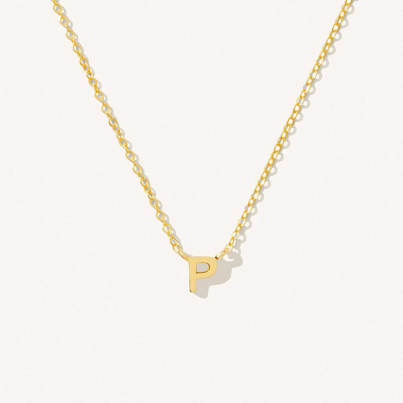 P Tiny Initial Necklace