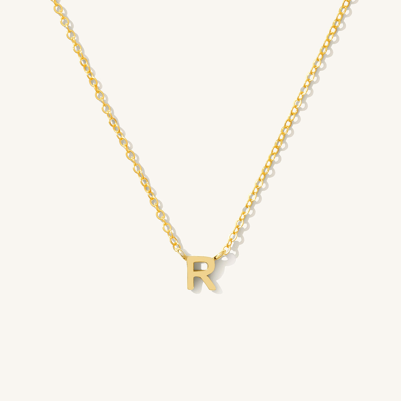 R Tiny Initial Necklace