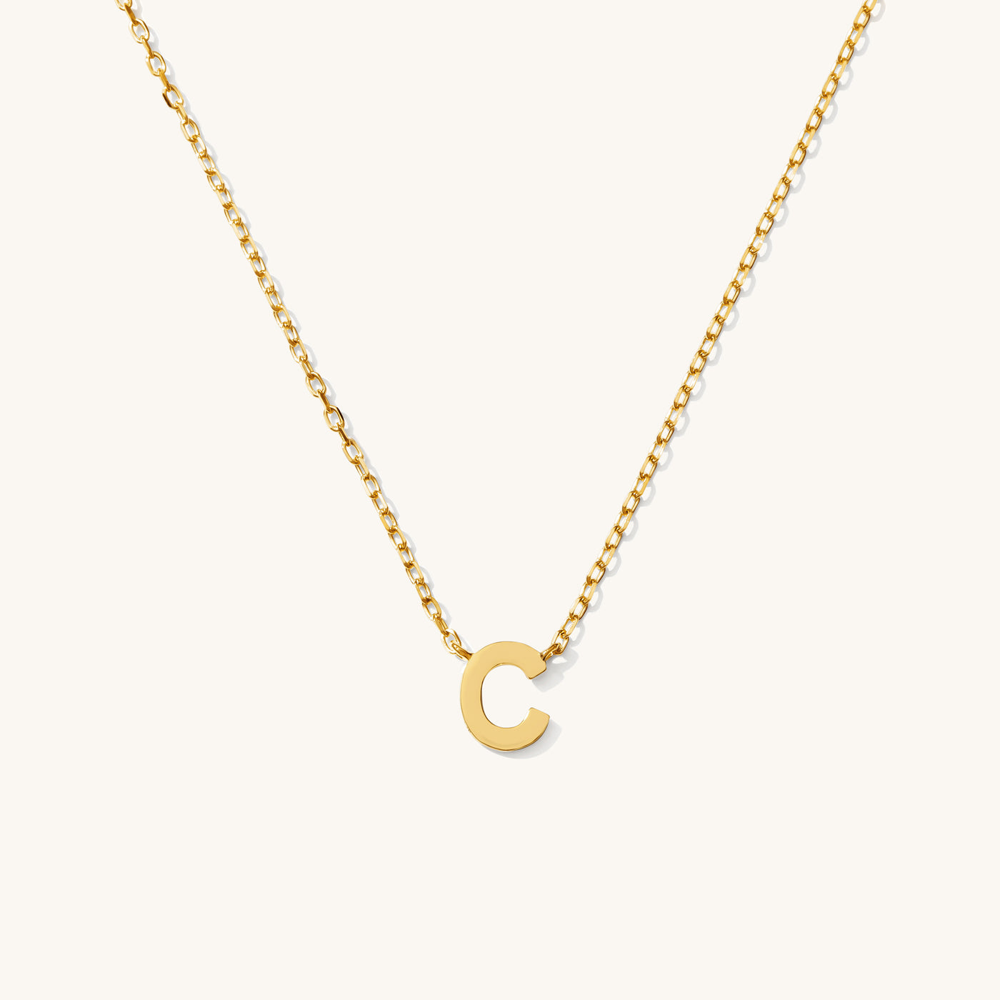 C Tiny Initial Necklace - 14k Solid Gold