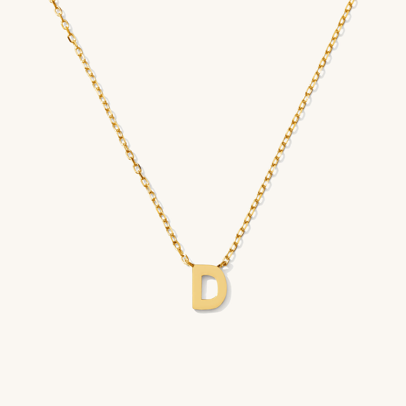 D Tiny Initial Necklace - 14k Solid Gold